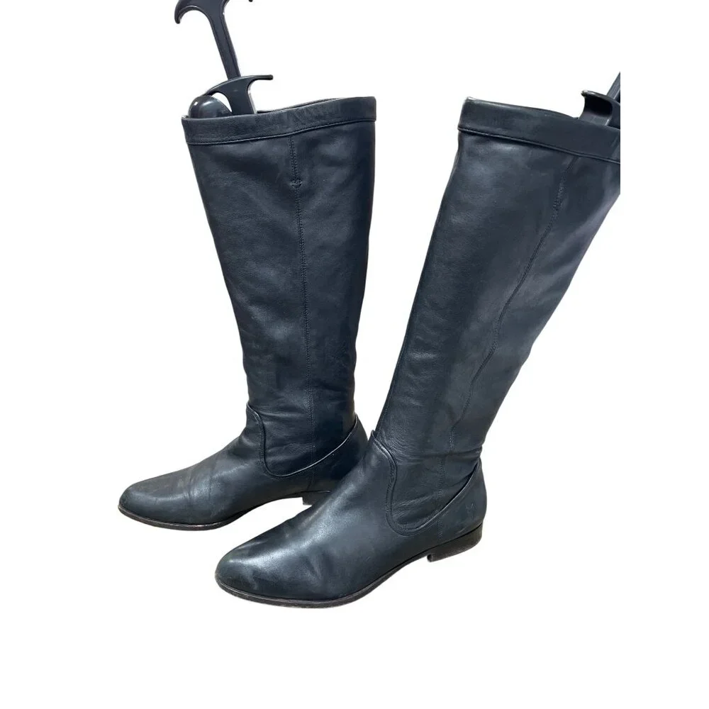 Frye Slouch Womans Black Leather Below Knee Riding Boots SZ 8M SKU 9399 - Picture 3 of 12